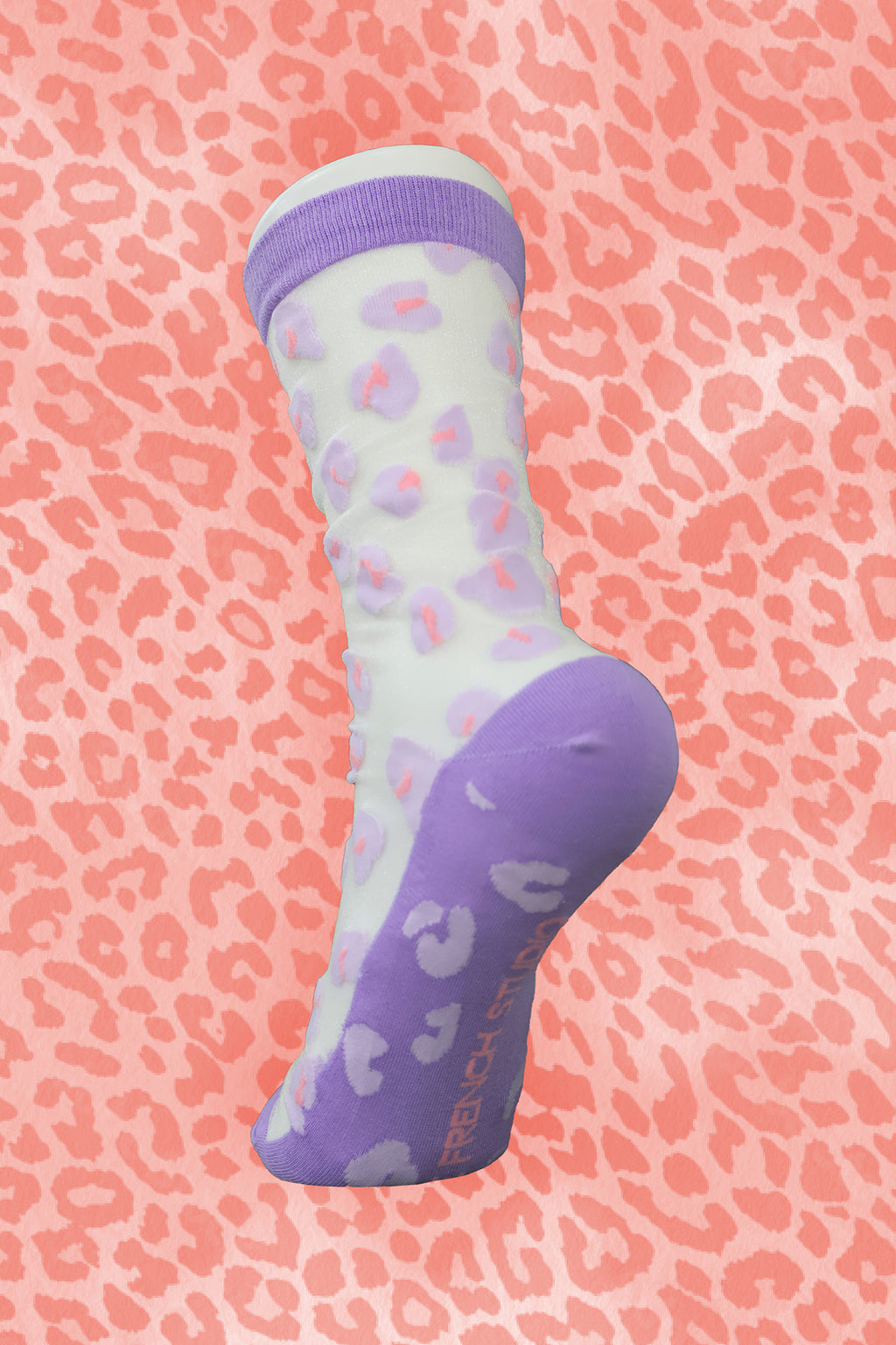 Chaussettes transparentes motif leopard en taille unique LILAS