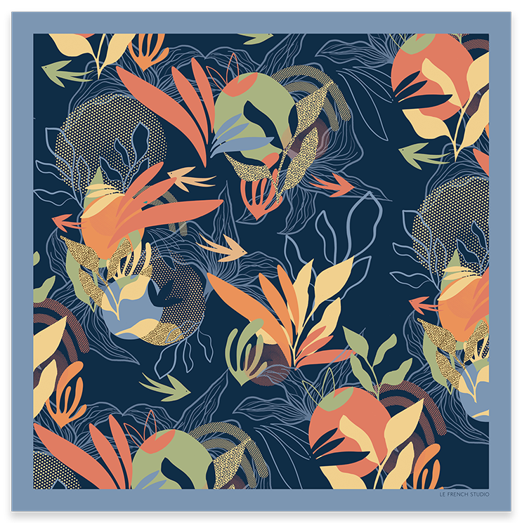 Carré 90x90 FLORE MARINE
