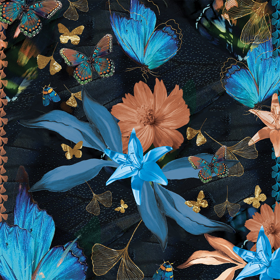 Carré 90x90 COSMOS BLEU
