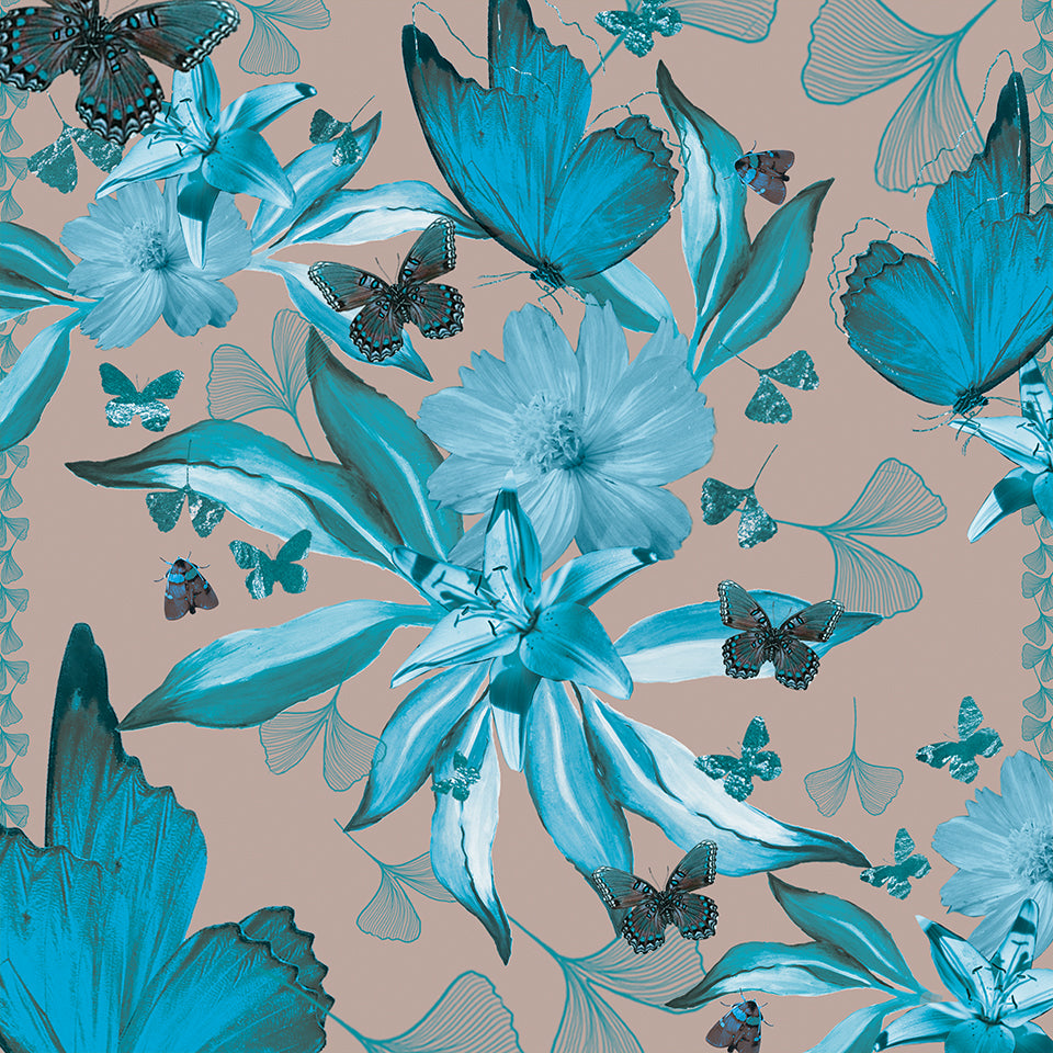 Carré 90x90 COSMOS TURQUOISE