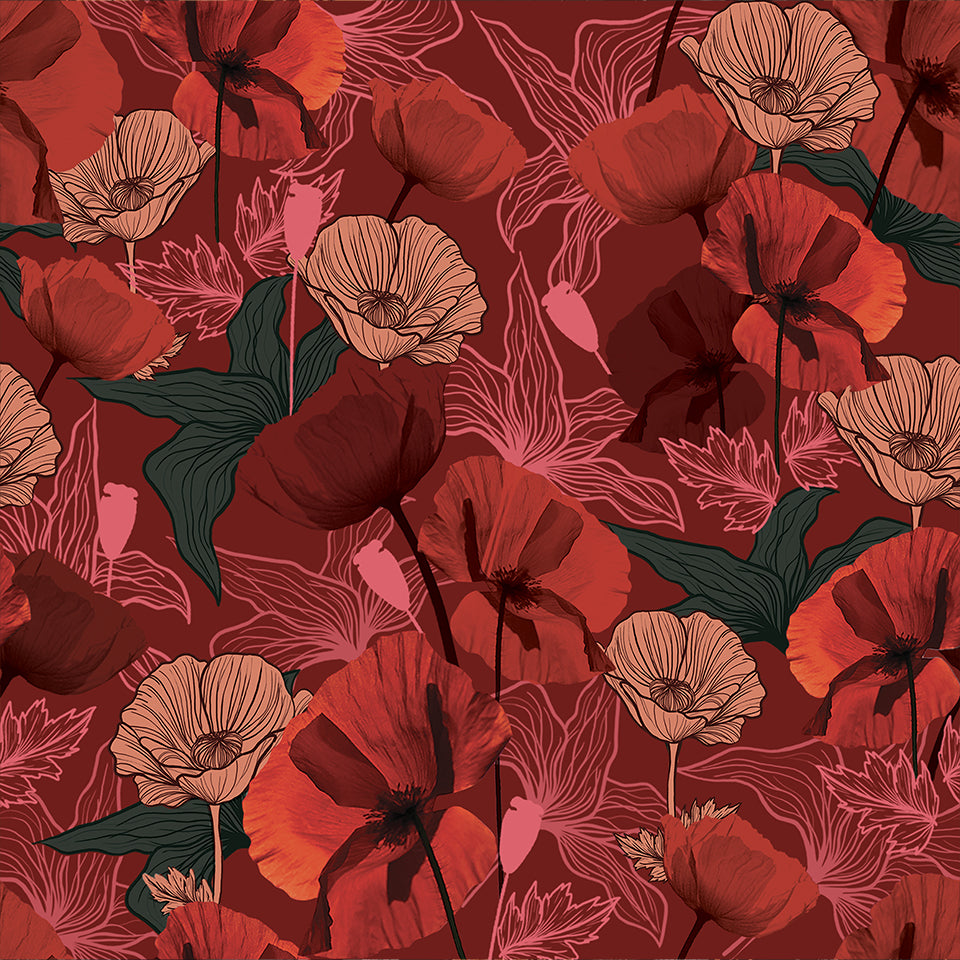 Carré 90x90 HIBISCUS ROUGE