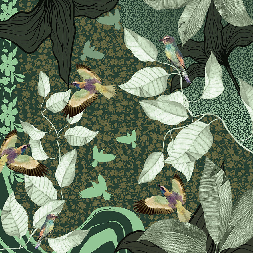 Carré 90x90 LAURIER MENTHE