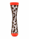 Chaussettes transparentes motif leopard en taille unique MARRON/ORANGE