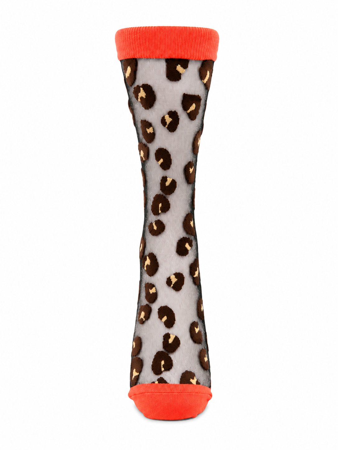 Chaussettes transparentes motif leopard en taille unique MARRON/ORANGE