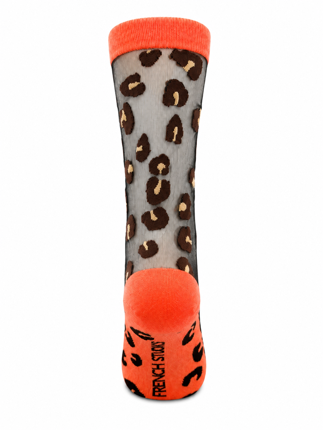 Chaussettes transparentes motif leopard en taille unique MARRON/ORANGE