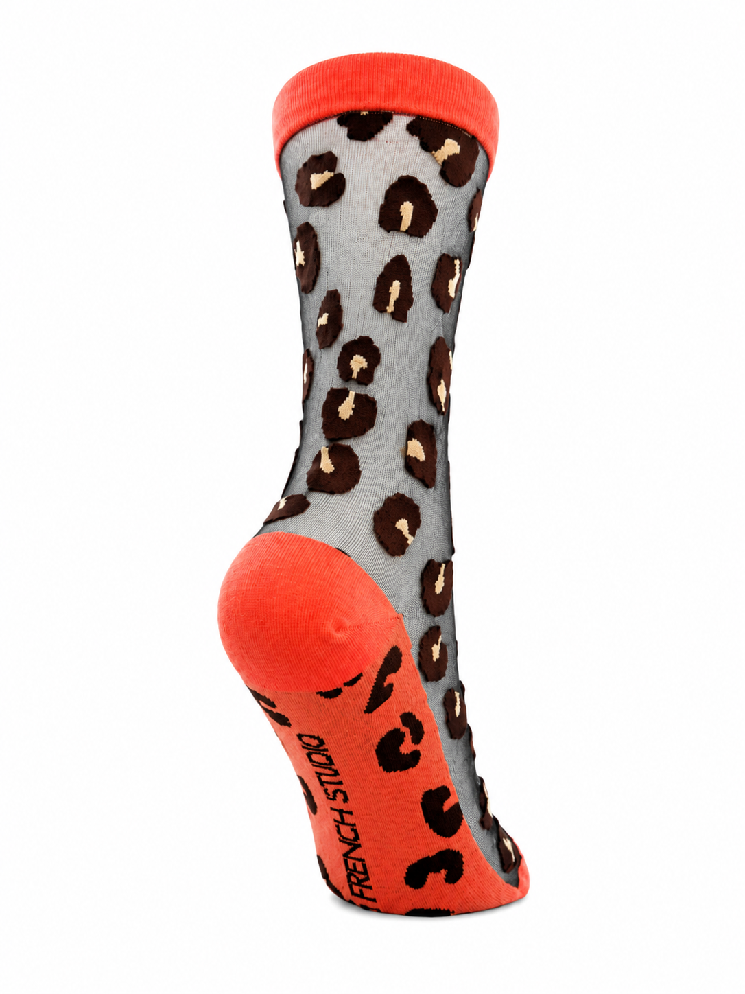 Chaussettes transparentes motif leopard en taille unique MARRON/ORANGE