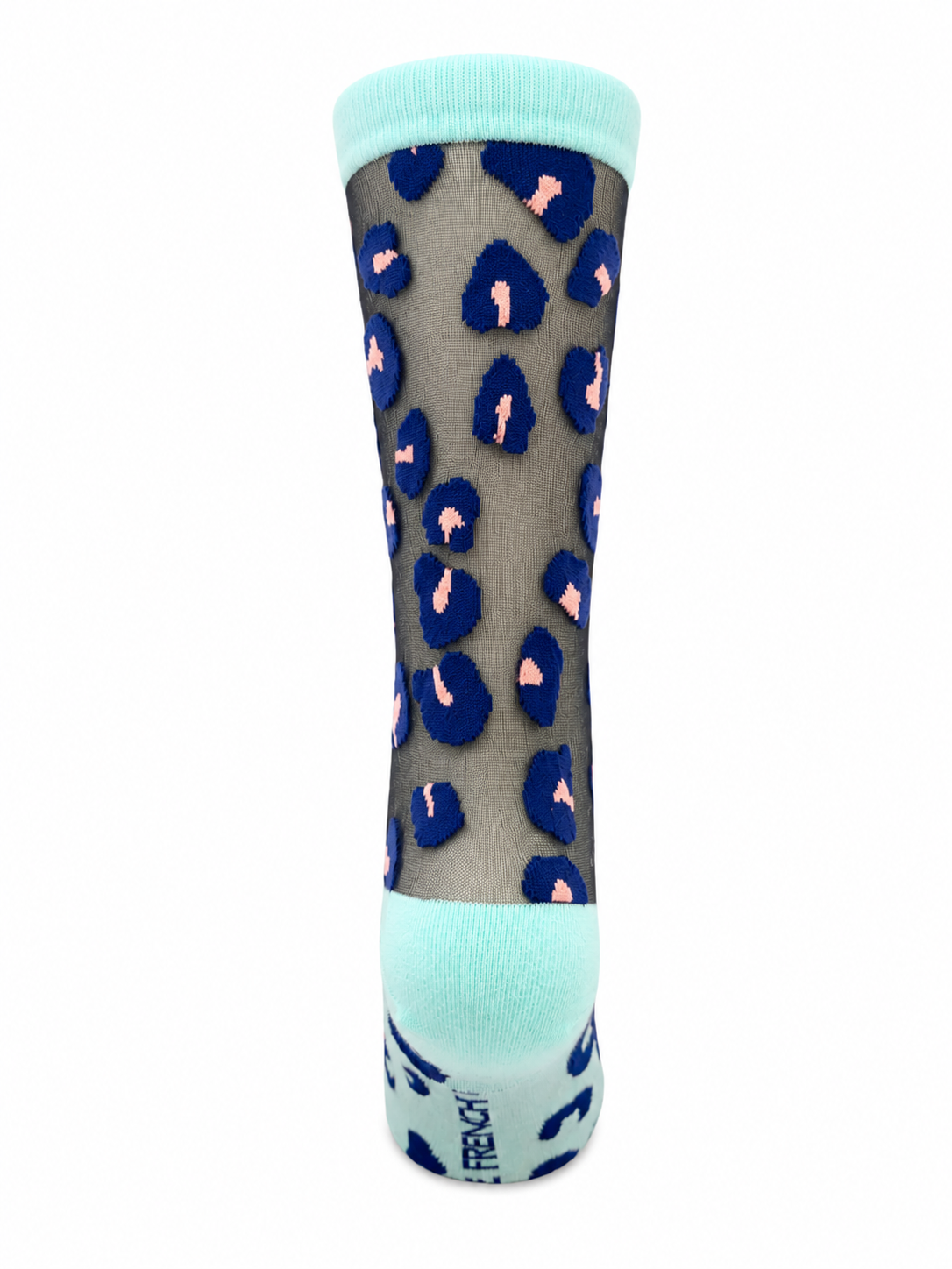Chaussettes transparentes motif leopard en taille unique MARINE/TURQUOISE