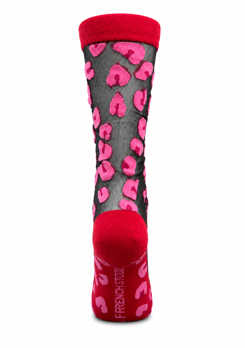 Chaussettes transparentes motif leopard en taille unique ROSE/ROUGE