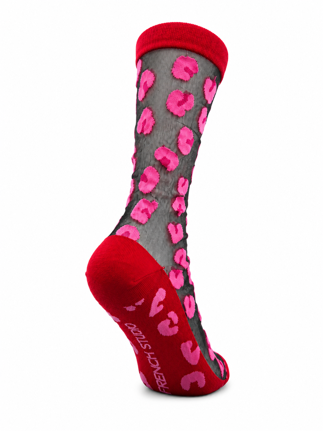 Chaussettes transparentes motif leopard en taille unique ROSE/ROUGE