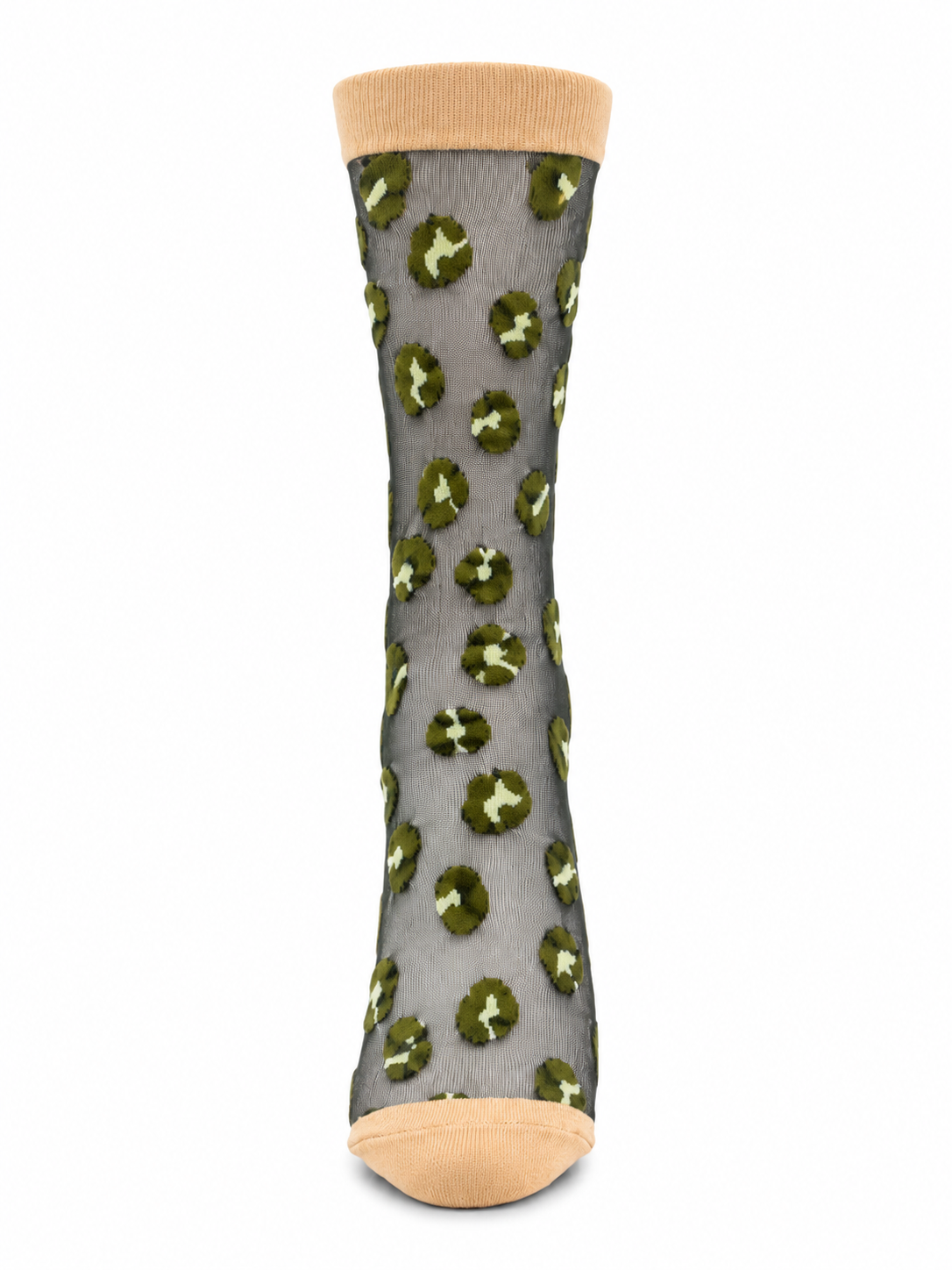 Chaussettes transparentes motif leopard en taille unique KAKI/BEIGE