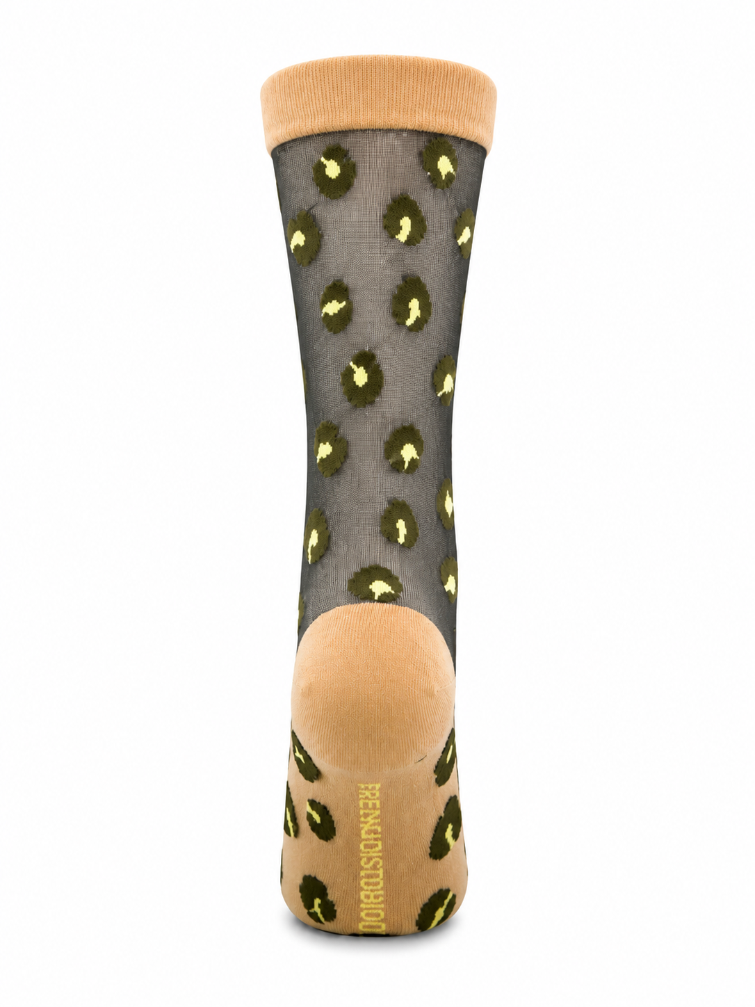 Chaussettes transparentes motif leopard en taille unique KAKI/BEIGE