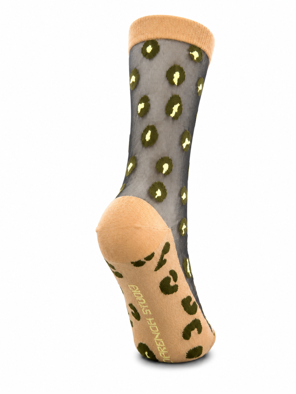Chaussettes transparentes motif leopard en taille unique KAKI/BEIGE