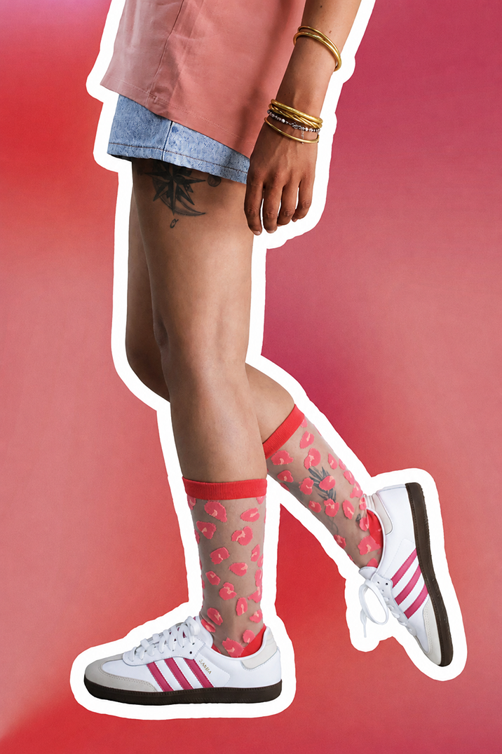 Chaussettes transparentes motif leopard en taille unique FRAISE