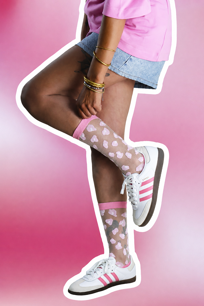 Chaussettes transparentes motif leopard en taille unique LITCHI
