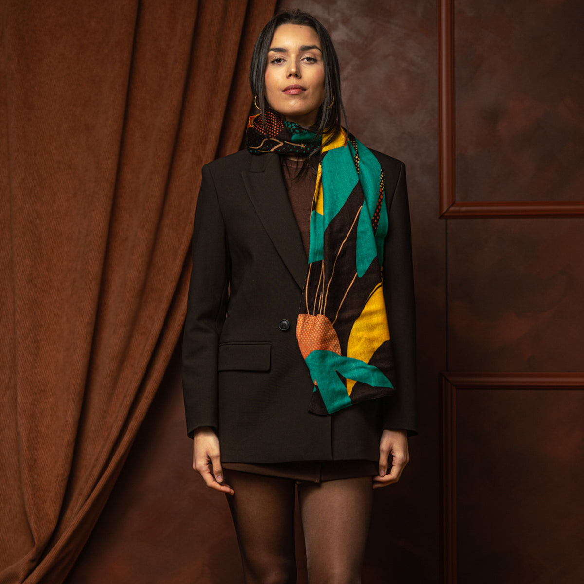 Écharpe laine FLORE TURQUOISE