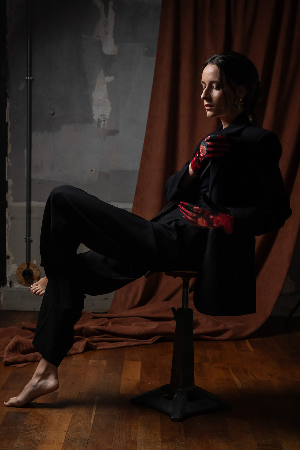 Gants femme en laine HIBISCUS ROUGE