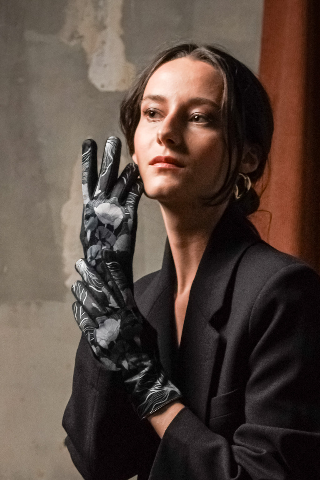 Gants femme HIBISCUS NOIR