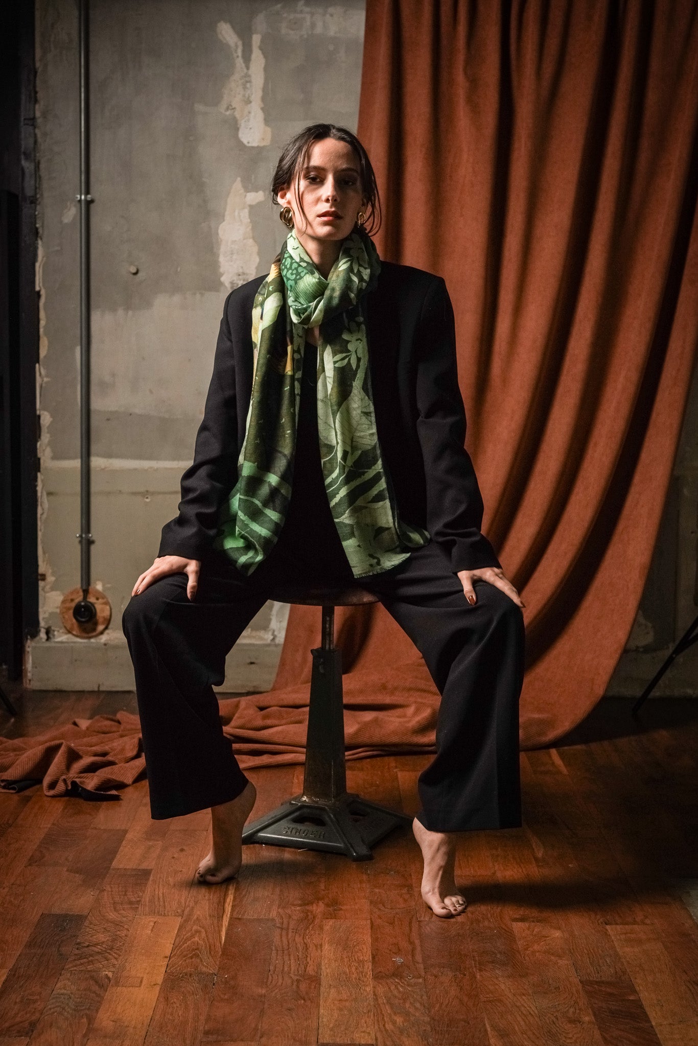Grande écharpe cachemire LAURIER MENTHE