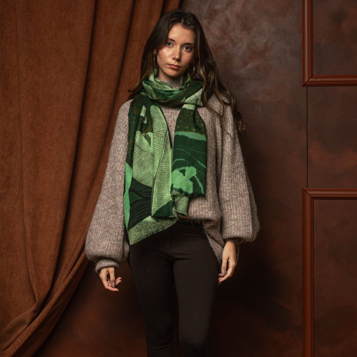 Grande écharpe cachemire LAURIER MENTHE