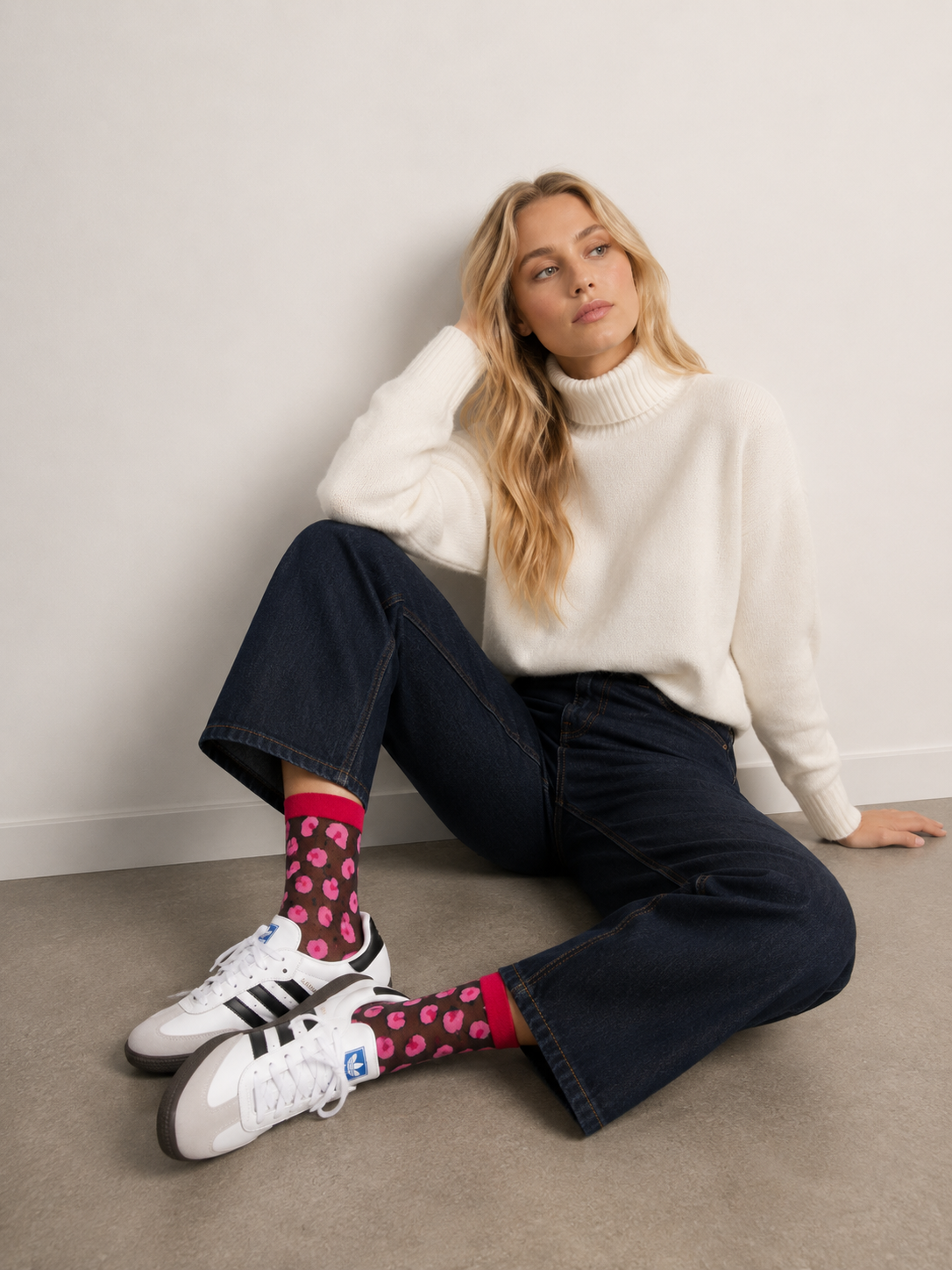 Chaussettes transparentes motif leopard en taille unique ROSE/ROUGE