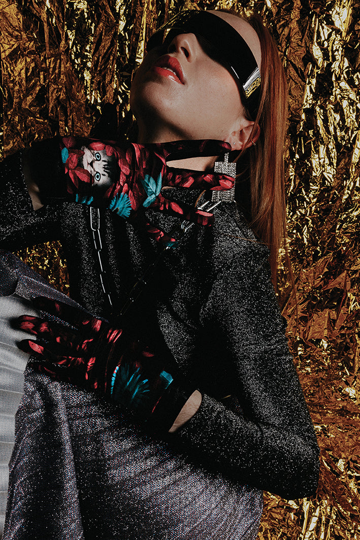 Gants imprimés techniques, élégants et chauds. Modèle CHATON