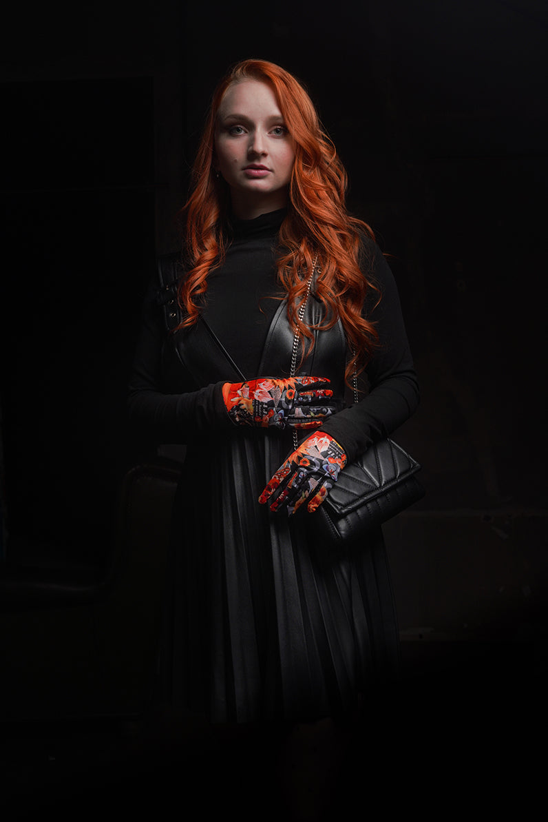 Gants imprimés techniques, élégants et chauds. Modèle YEYE